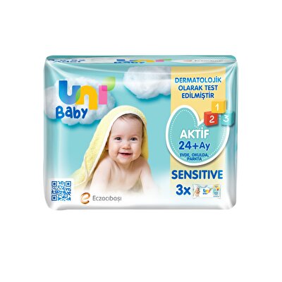 Uni Baby Uni Baby Aktif Sensitive Islak Mendil 24+ Ay 3x52'li