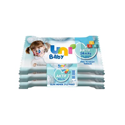 Uni Baby Uni Baby Aktif Islak Mendil 24+ Ay 3x15'li