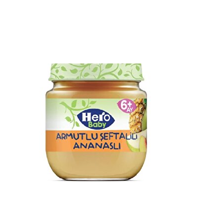 Hero Baby Hero Baby Armut Şeftali ve Ananas Püreli Kavanoz Mama 120 gr