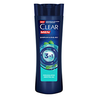 Clear Men Clear Men 3 in 1 Şampuan & Duş Jeli Arındırıcı Kömür Saç Yüz Vücut İçin 350 ml