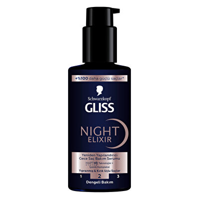 Gliss Gliss Night Elixir Yeniden Yapılandırıcı Gece Saç Bakım Serumu Yıpranmış ve Kırık Uçlu Saçlar 100 ml