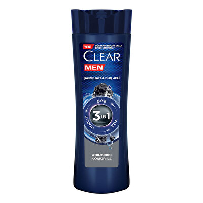 Clear Men Clear Men 3 in 1 Şampuan & Duş Jeli Ferahlatıcı Mentol Etkisi Saç Yüz Vücut İçin 350 ml