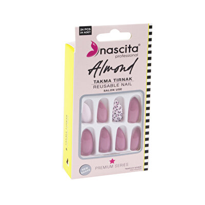 Nascita Nascita Almond Takma Tırnak Leopar Pembe 24'lü