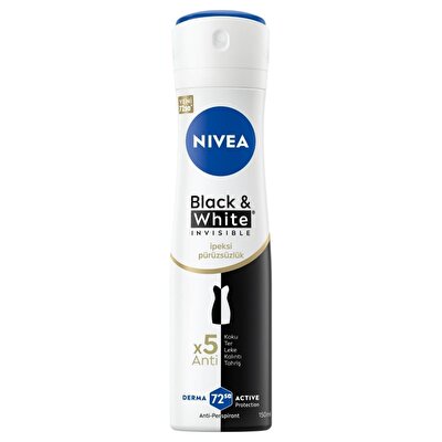 Nivea Nivea Kadın Sprey Deodorant 72h Anti-perspirant Black&White Invisible İpeksi Pürüzsüzlük 150 ml