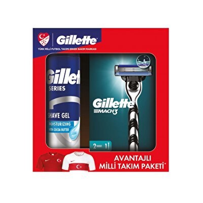 Gillette GilletteAvantajlı Milli Takım Paketi Mach3 2Up + Nemlendirici Jel 200 ml