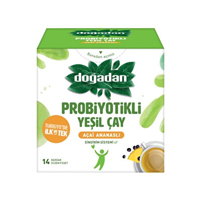 Doğadan Doğadan Probiyotikli Yeşil Çay Açai-Ananaslı 14'lü