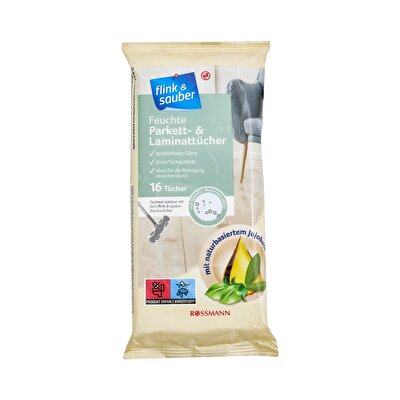 Flink & Sauber Flink & Sauber Parke Ve Lamine Yüzeylere Özel Islak Yer Bezi 22x30 cm 16'lı