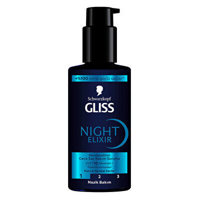 Gliss Gliss Night Elixir Nemlendirici Gece Saç Bakım Serumu Kuru ve Normal Saçlar 100 ml