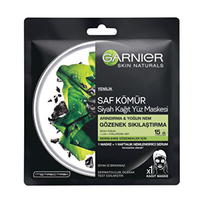Garnier Garnier Kağıt Yüz Maskesi Siyah Yosunlu Gözenek Sıkılaştırıcı 1 Adet