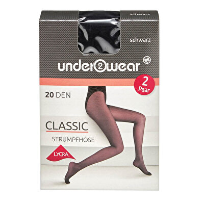 Underwear Underwear Likralı Külotlu İnce Çorap 20 den, Siyah 44/46 Beden