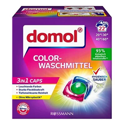 Domol Domol Çamaşır Makinesi Deterjan Kapsülü 3in1 Renkli 22 Yıkama