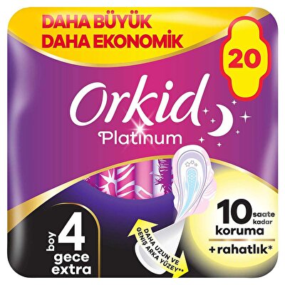 Orkid Orkid Hijyenik Ped Platinum Gece Ekstra Dörtlü 20'li