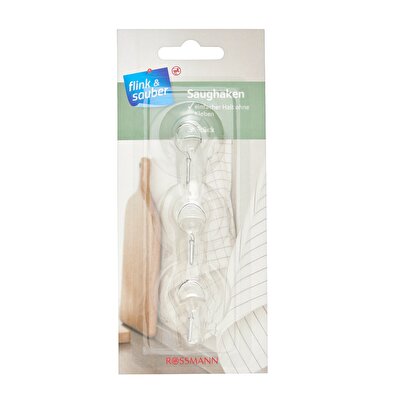 Flink & Sauber Flink & Sauber Vakumlu Askı Yuvarlak, Şeffaf 3'lü