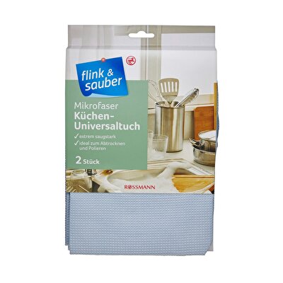 Flink & Sauber Flink & Sauber Mikrofiber Mutfak Bezi 2'li Tüm Yüzeyler, 2'li
