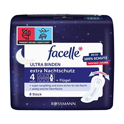 Facelle Facelle Ultra Ped Kanatlı Extra Gece Koruyucu 8'li