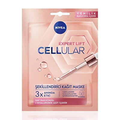 Nivea Nivea Cellular Expert Lift Doğal Retinol Alternatifi Saf Bakuchiol ve Hyaluronik Asit içeren Yüz Kağıt Maske 1 adet