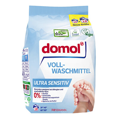 Domol Domol Toz Çamaşır Makinası Deterjanı Ultra Hassas 18 Yıkama 1215 gr