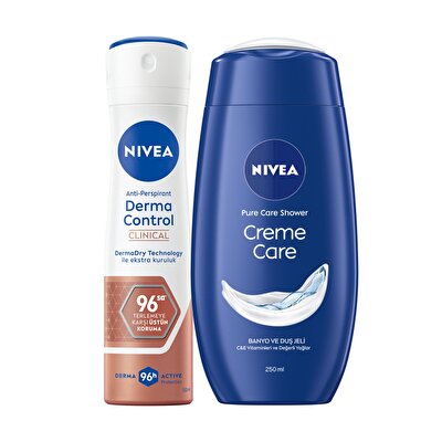 Nivea Nivea Kadın Deodorant Seti Derma Control Clinical Kadın 150 ml + Creme Care Duş Jeli 250 ml