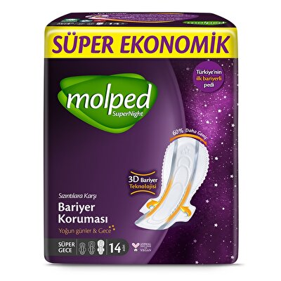 Molped Molped Hijyenik Ped Supernight Süper Gece 14'lü