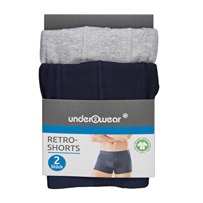 Underwear Underwear Erkek Boxer 2'li Lacivert-Gri XL Beden