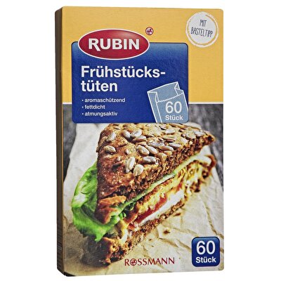 Rubin Rubin Sandviç Poşeti - Kağıt 12.5 cm + 6.5 cm (körük) x 20 cm , 60 Adet