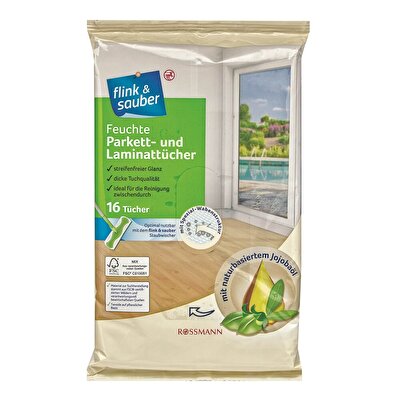 Flink & Sauber Flink & Sauber Parke Ve Lamine Yüzeylere Özel Islak Yer Bezi 22x30 cm 16'lı