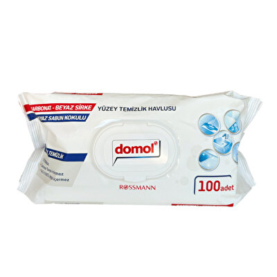 Domol Domol Yüzey Temizlik Havlusu Beyaz Sabun Katkılı 100'lü