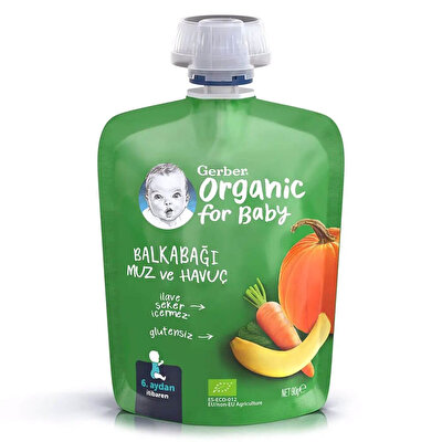 Gerber Gerber Organik Muzlu Havuçlu Balkabağı Püresi 90 gr