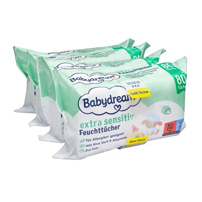 Babydream Babydream Bebek Islak Mendil Çok Hassas Cilt, Aloe Veralı 4x80'li