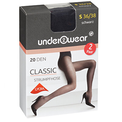 Underwear Underwear Likralı Külotlu İnce Çorap 20 den, Siyah 36/38 Beden