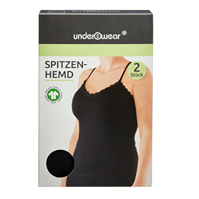 Underwear Underwear Kadın Dantelli Atlet 2'li Siyah M Beden