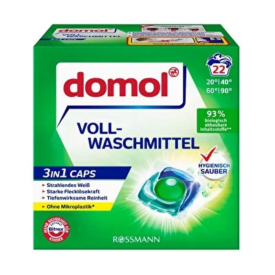Domol Domol Çamaşır Makinesi Deterjan Kapsülü 3in1 Beyaz 22 Yıkama
