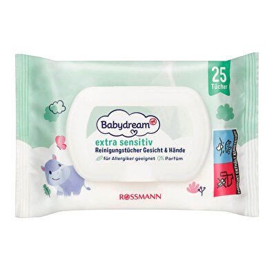 Babydream Babydream Bebek Islak Mendil Çok Hassas Cilt, Yüz ve Ellere Özel, Aloe Veralı 25'li