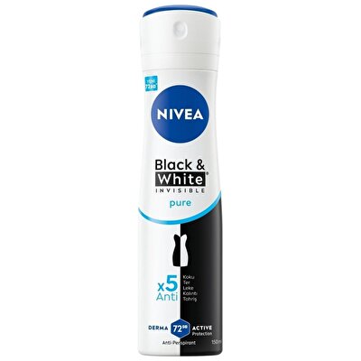 Nivea Nivea Kadın Sprey Deodorant 72h Black&White Invisible Pure Anti-perspirant Koruma 150 ml