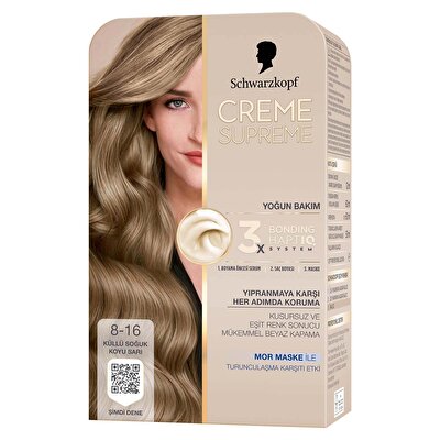 Creme Supreme Creme Supreme Saç Boyası 8-16 Küllü Soğuk Koyu Sarı 1 adet