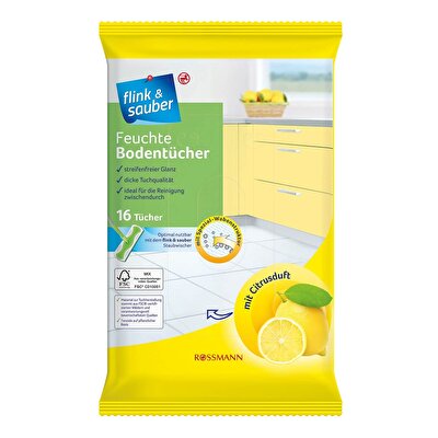 Flink & Sauber Flink & Sauber Islak Yer Bezi Narenciye Kokulu, 22x30 cm 16'lı