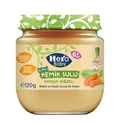 Hero Baby Hero Baby Kemik Sulu&Karışık Sebzeli Bebek Maması 120 gr
