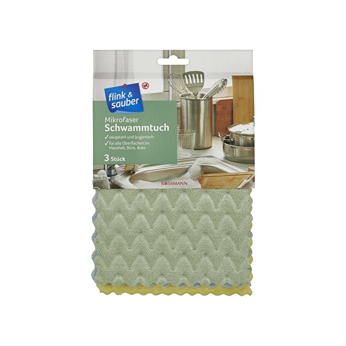Flink & Sauber Mikrofiber Sünger Bez 17x22 cm 3lü