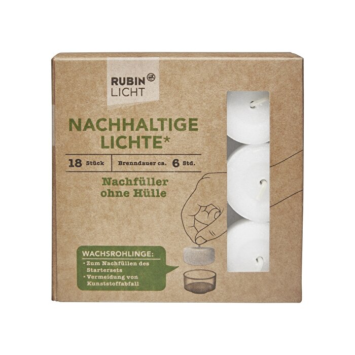 Rubin Licht Tealight Mum Beyaz 6 Saat Kapsız 18'li