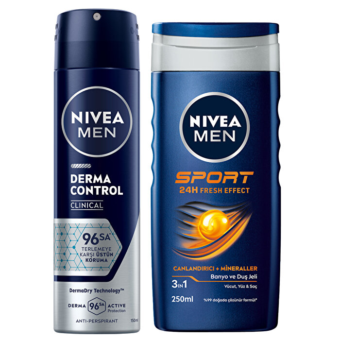 Nivea Men Erkek Deodorant Seti Derma Control Clinical 150 ml + Sport Duş Jeli 250 ml