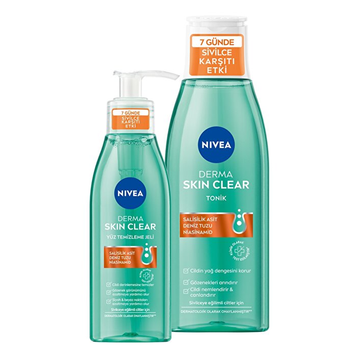 Nivea Derma Skin Clear Yüz Temizleme Jeli 150 ml ve Nemlendirici Tonik 200 ml