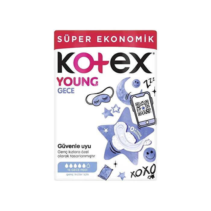 Kotex Young Hijyenik Ped Gece Süper Ekonomik 16'lı