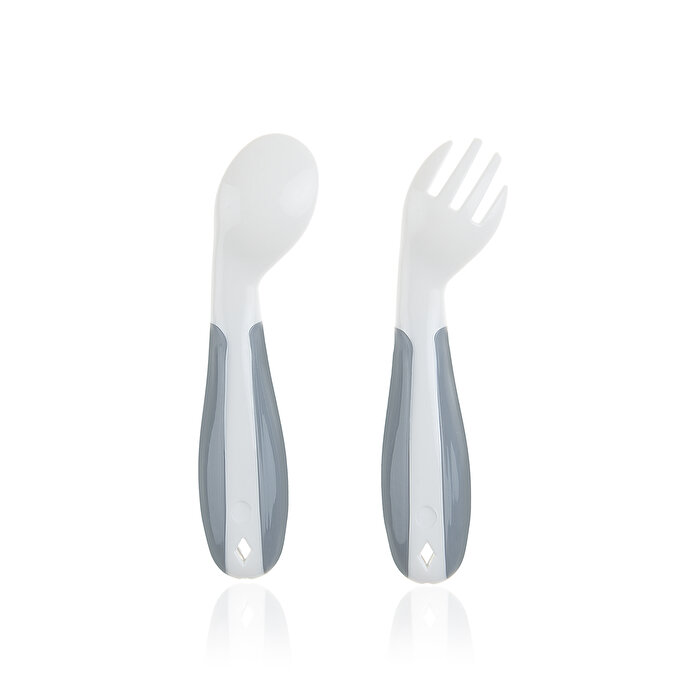 Babyjem Açılı Mama Kaşık Çatal Takımı Beyaz